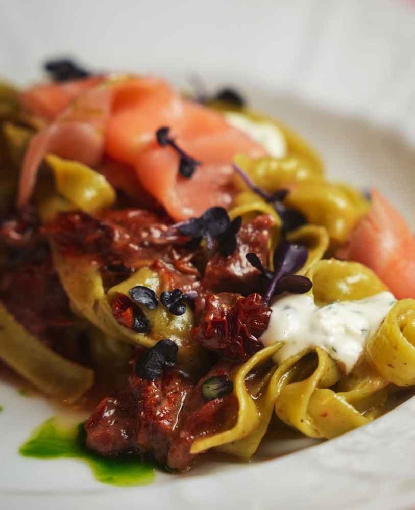 a close up of a plate of food